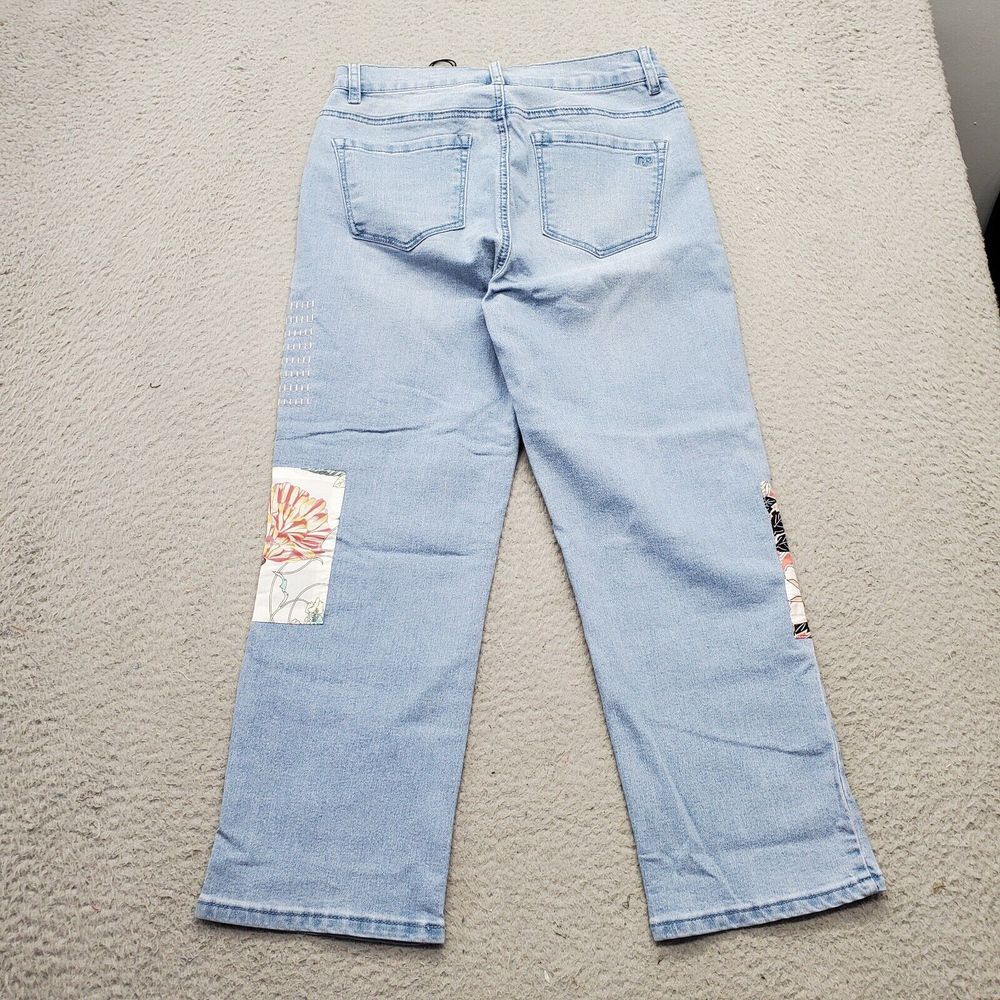 DG2 by Diane Gilman Jeans Women 6T Multi Flower Embroidered Patches Straight Leg - Picture 2 of 9